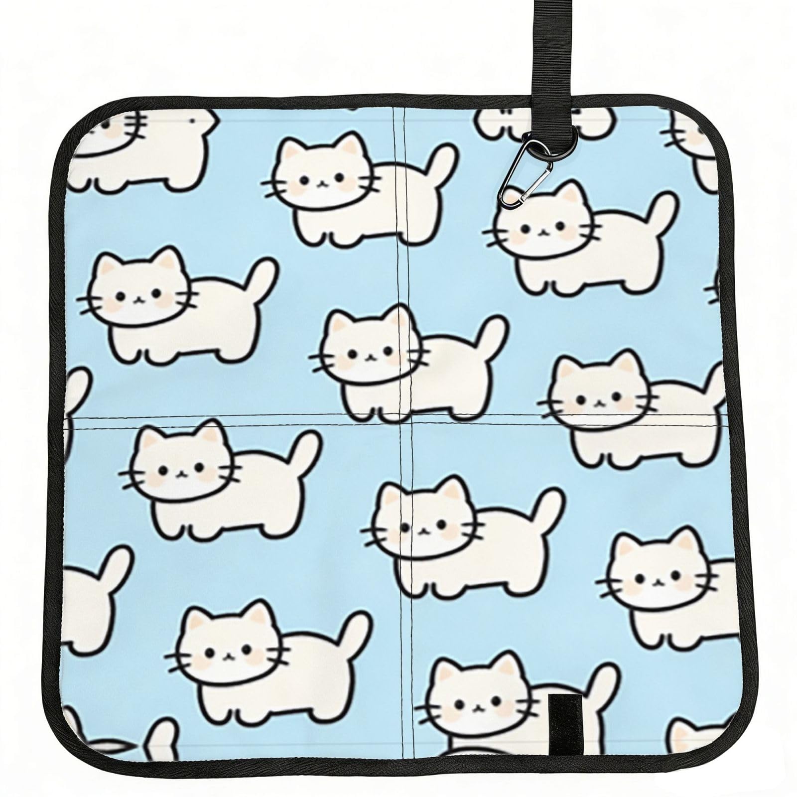 DUYIOKH White Kitties Print Foldable Portable Seat Cushion for World Cup Games, Camping and Outdoor Activities