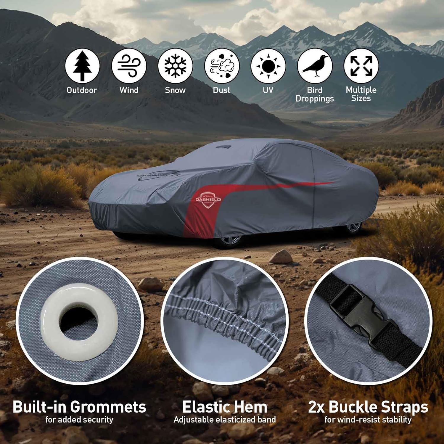 Ultimum Lite Car Cover Mercedes-Benz EQS 450+ 450 4MATIC Sedan 2022-2026, with Zipper Door Lightweight All Weather Protection Semi Custom Fit Dust, Sun, Snow, Rain Protection Indoor Outdoor Gray