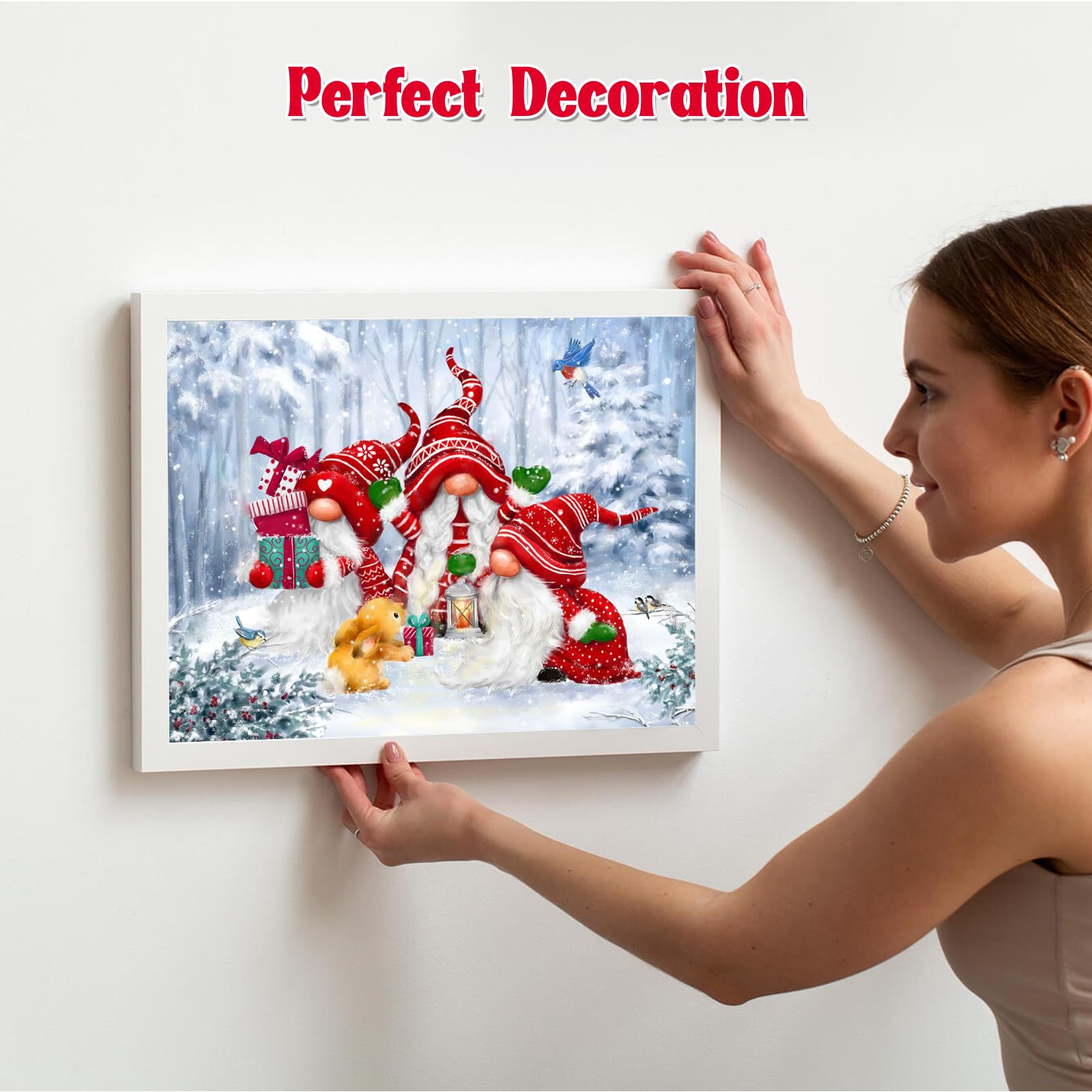 Kits De Peinture Diamant 5D, Père Noël Bonhomme De Neige DIY Diamond Painting Complet Strass Broderie Point De Croix à La Main Art Artisanat La Décor Murale Salon Chambre Square Drill,30X30cm(12x12in