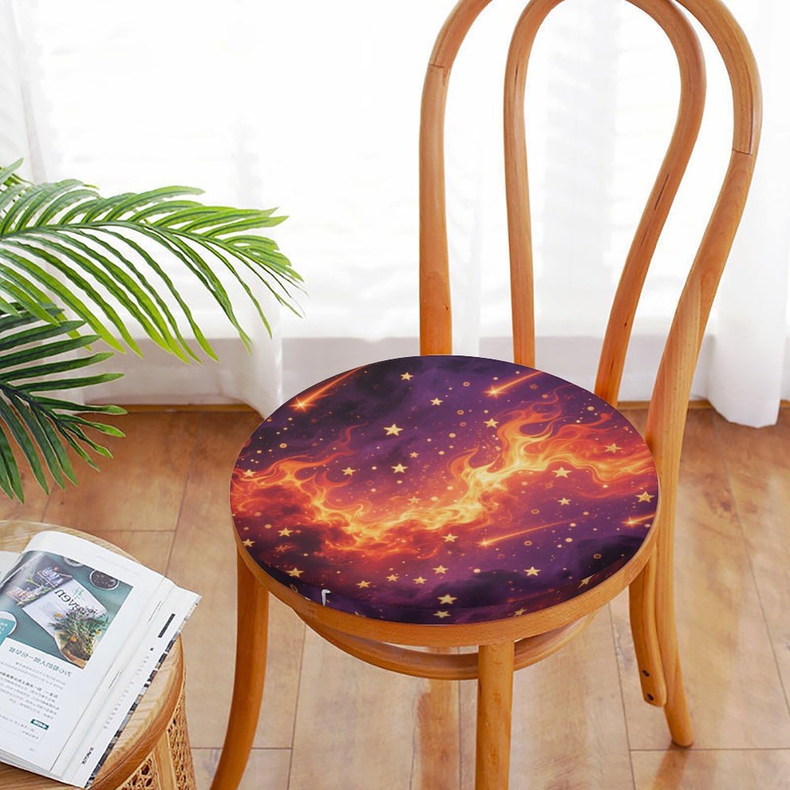 Flame Nebula okrągła poduszka, z dodatkiem pianki z pamięcią kształtu, poduszka na krzesło, pokrowiec poliestrowy z zamkiem błyskawicznym, poduszka do siedzenia na łóżko, sofę, krzesło biurowe