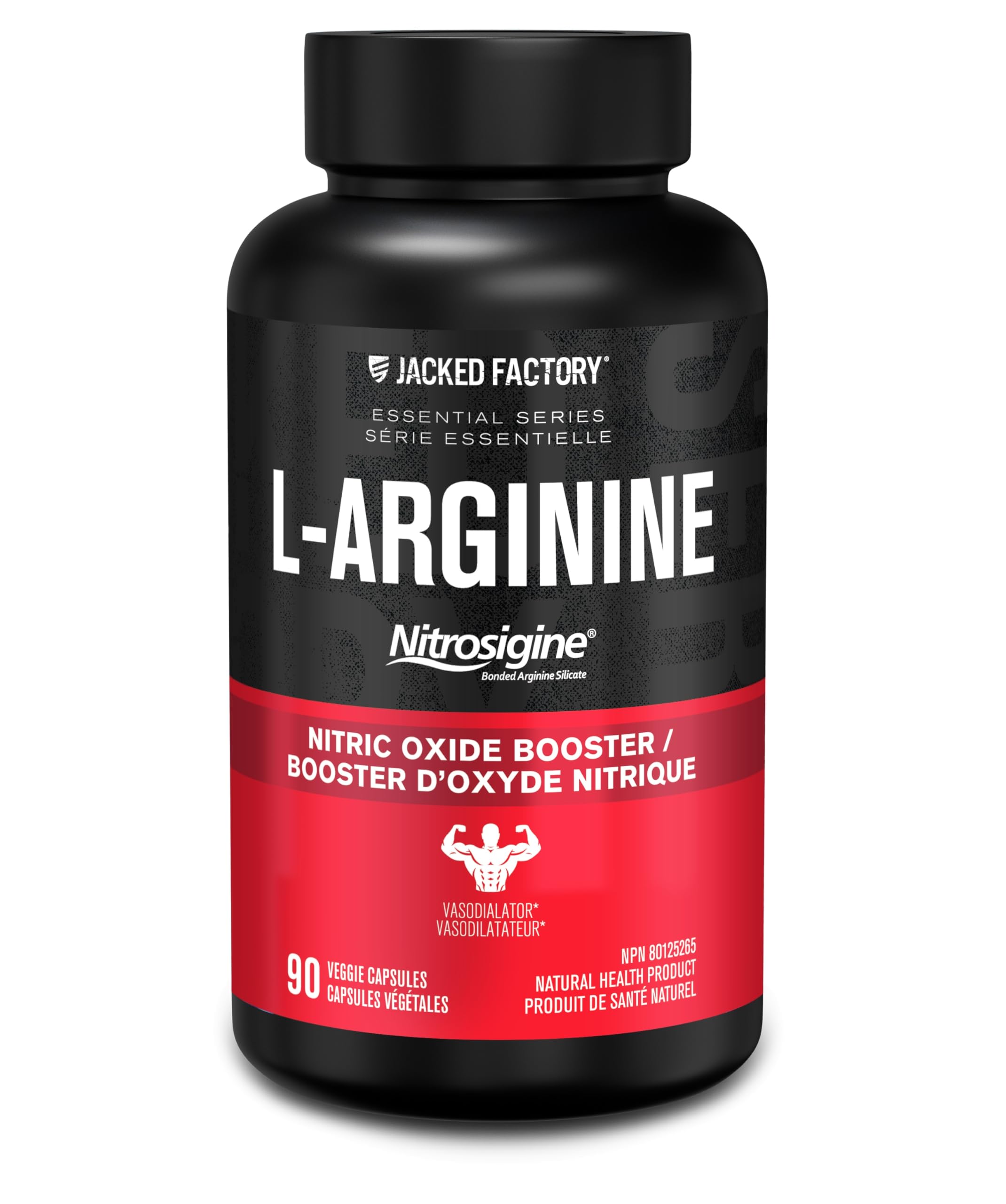 Jacked Factory Essentials Nitric Oxide Booster - Patented Bonded L-Arginine Silicate 1500mg Pre Workout Supplement for Muscle Growth, Pumps, Vascularity and Energy - 90 Veggie Pills