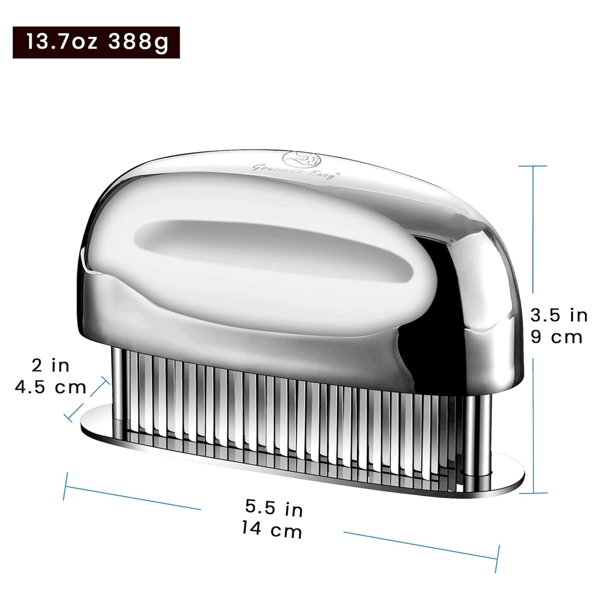 Gourmet Easy Fleischzartmacher mit ultrascharfen Klingen - Steaker Fleischzartmacher aus 100% Edelstahl - Meat Tenderizer zum zart machen von Rind/Huhn/Schwein/Kalb/Steak - spülmaschinenfest