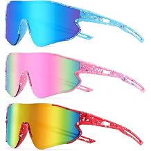 YuJian 3 pack Kids Sunglasses Youth Baseball Sunglasses for Boys Girls Softball Beach Running Sun Glasses UV Protection