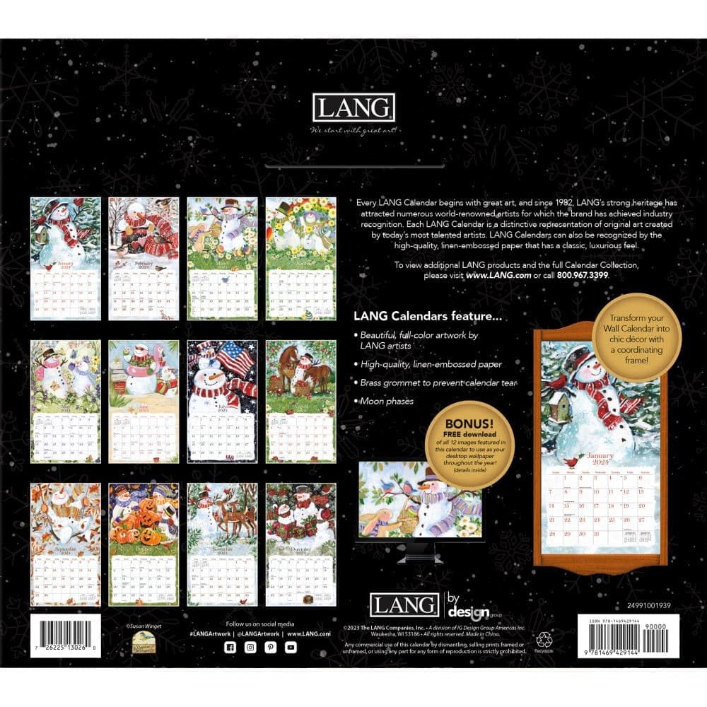 Amazon.com: LANG Sam Snowman 2024 Wall Calendar (24991001939