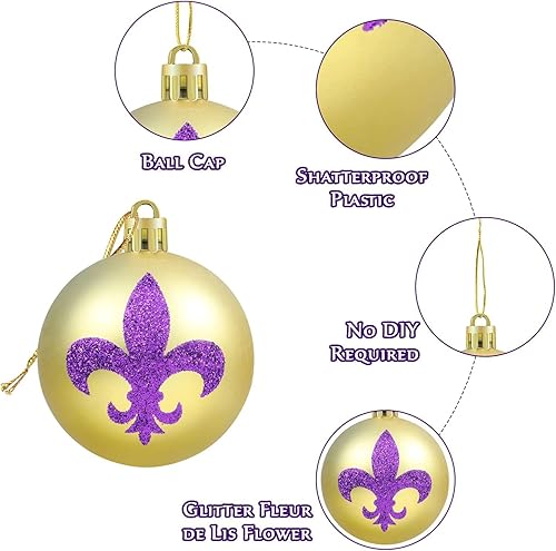 Miniatura 2 de Adornos de bola de Mardi Gras, adorno de árbol de carnaval, decoración de Mardi Gras, bola de lentejuelas para carnaval, Día de San Patricio, fiesta
