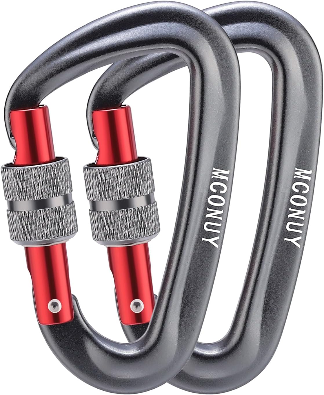 12kN Locking Carabiner Clips, Small Aluminium Carabiners Keychain, Heavy Duty Caribeaners for Camping, Hiking, Hammocks, Swings, Dog Leash, 2 Pcs