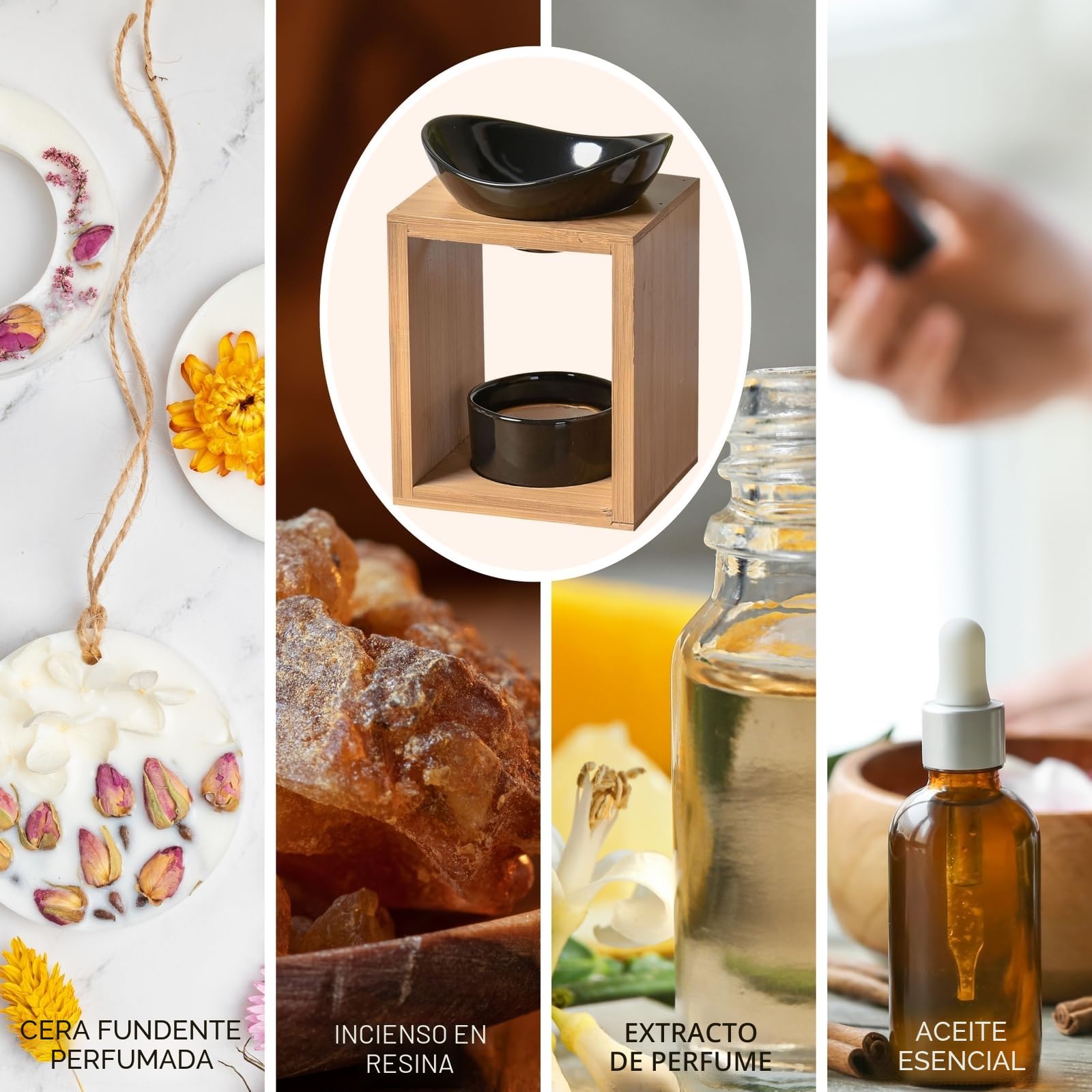 Zen'Aroma – Quema de Perfume Natural Kalos – Quemador de aceites Esenciales, Fondants perfumados, Cuadrado de Cera perfumados – difusión por Calor Suave – aromaterapia – Objeto Decorativo y