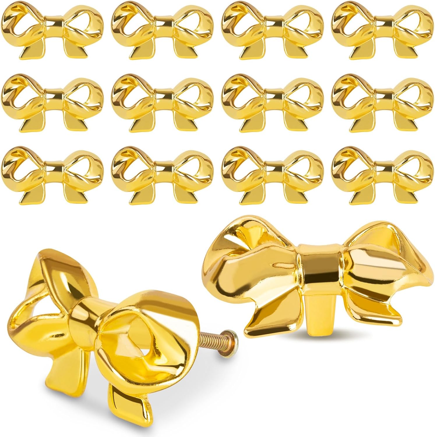 12pcs Bow Tie Dresser Knob, Cabinet Pulls Drawer Knob for Cabinet, Table, Cupboard, Closet, Locker, Wine Cooler, Kitchen, Living Room, Decorative Furniture Hardware Accessories