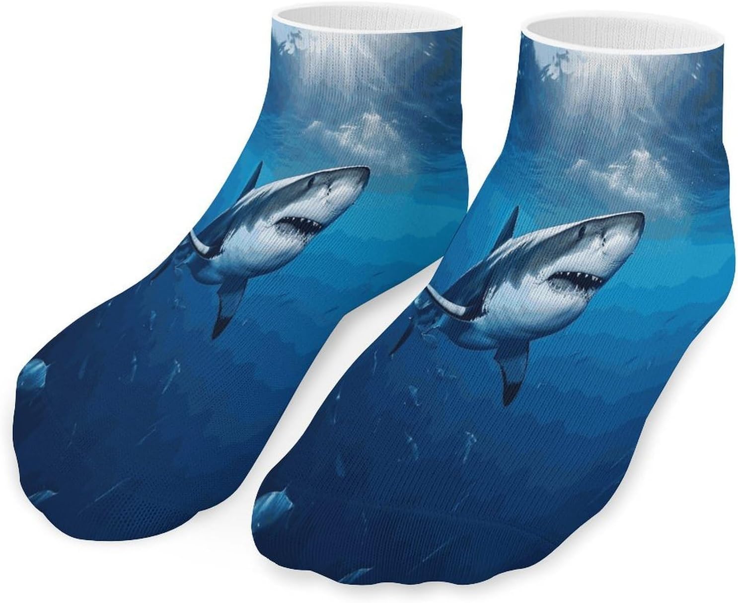 Ocean Sea Animal Shark Ankle Socks for Men Women 5 Pairs | Comfortable Casual Low Cut Socks, Lightweight No Show Breathable Athletic Socks, Soft Mini Crew Socks for All Seasons