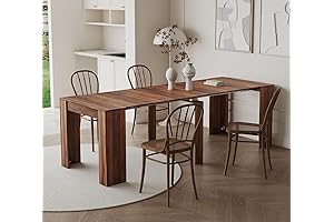 Rustic Wood Extendable Dining Room Table: Expandable Space-Saving Solution for Family Gatherings