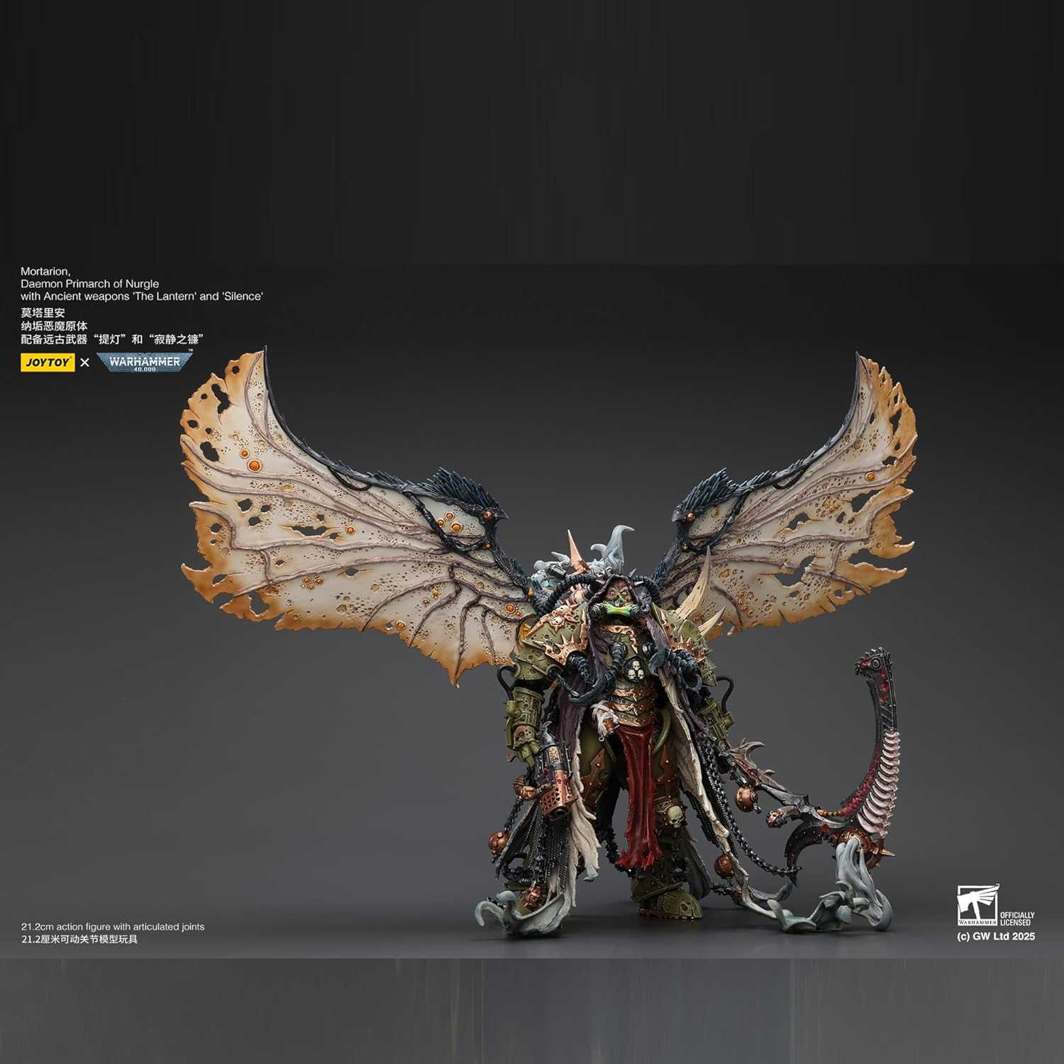 JOYTOY 1/18 Action Figures - Warhammer 40,000 Mortarion Daemon Primarch of Nurgle with Ancient Weapons‘The Lantern' and ‘Silence' - 7‘’,Classic Character,Collectible,Age 15 and Above