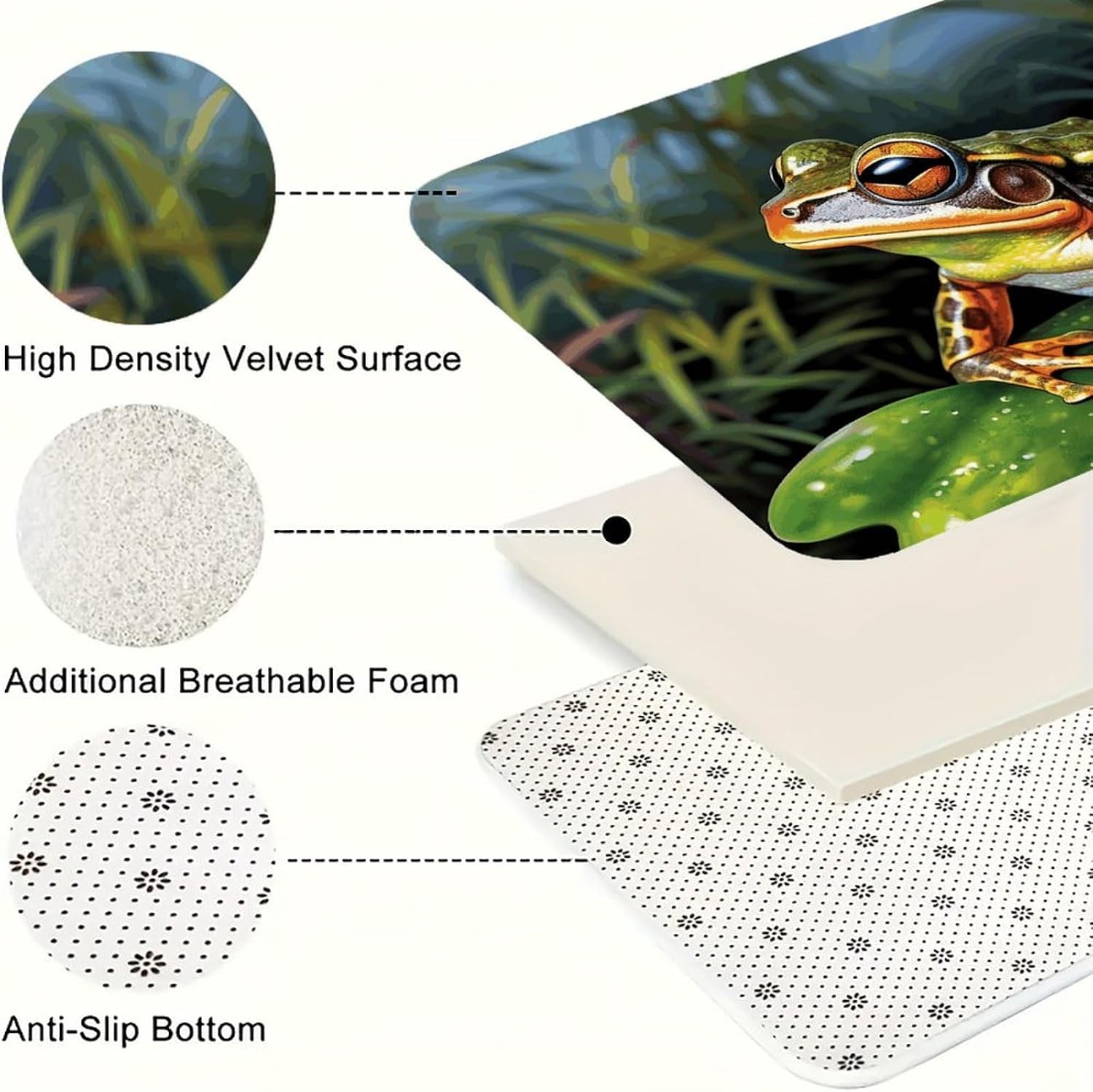 Tropical Frog Kitchen Mats for Floor 3 Pcs Kitchen Rugs