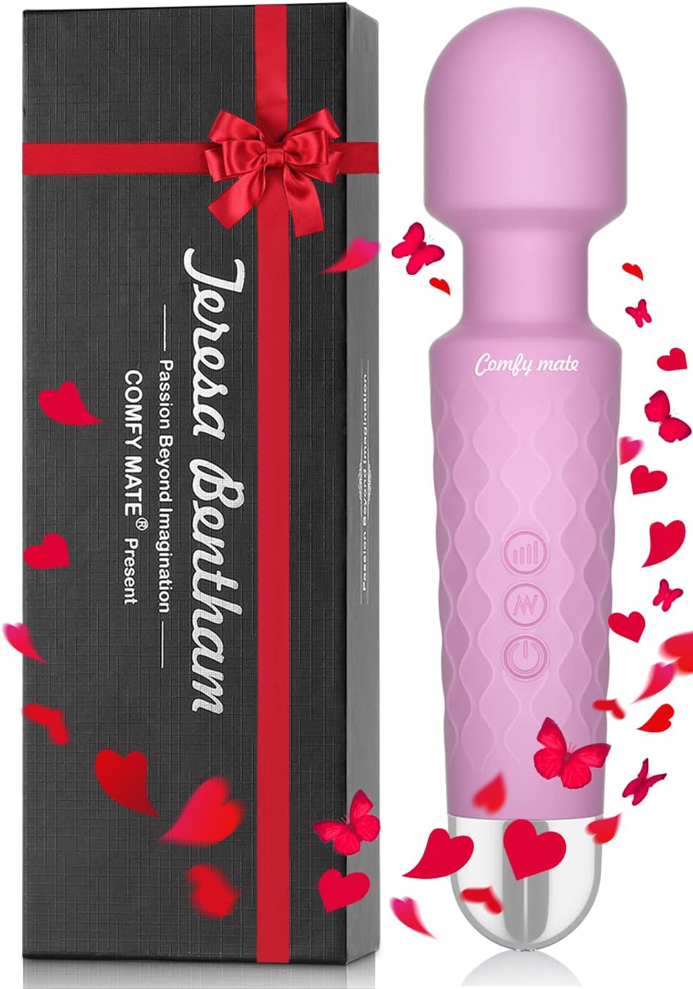 Powerful Mini Viberate Massager with 20 Vibration Modes, Whisper Quiet, Waterproof, Handheld, Cordless for Neck Shoulder Back Body Massage, Sports Recover & Muscle Aches (Pink)