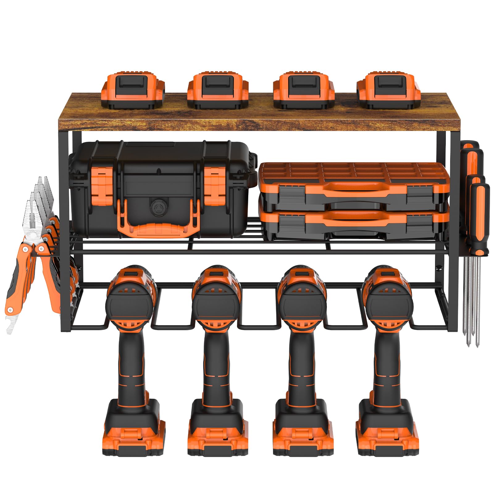 Shinoske Lot de 2 Organiseur D'Outils électriques, Mallette à Outils, Étagère à outils Pour Perceuse électrique En Acier Robuste, Support de Rangement Mural pour Garage Atelier