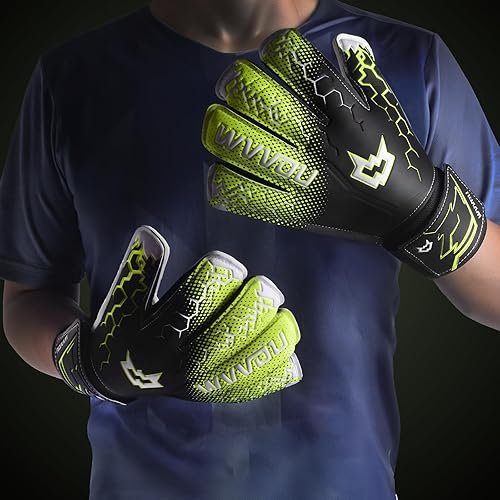 Miniatura 2 de WVVOU Guantes de portero de fútbol, guantes de portero con ahorro de dedos, guantes de portero para jóvenes y adultos, guantes de fútbol de agarre