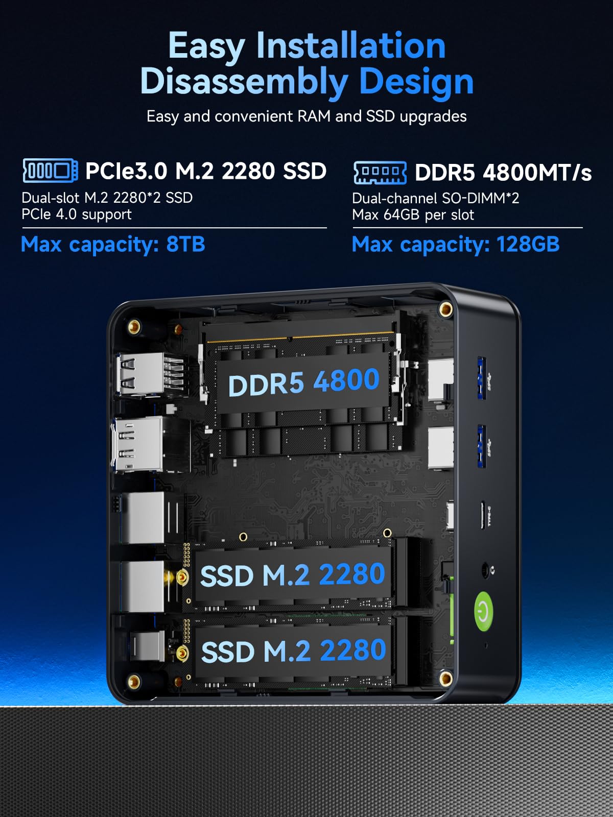 GMKtec Mini-PC M6 Ultra Gaming Barebone Ryzen 5 7640HS (z aktualizacją do 6600H/6800U), bez pamięci RAM, bez dysku SSD, podwójna karta sieciowa LAN 2,5 GbE, potrójny ekran 4K, WiFi 6, USB4, BT 5.2, DP