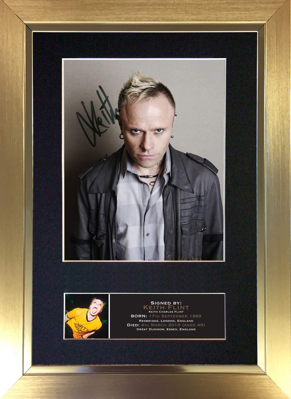 U've Been Framed Black,Gold #779 Keith Flint Signed Autograph Mounted Photo Reproduction Print A4 Rare Perfect Birthday (297 X 210Mm) (Gold Frame)