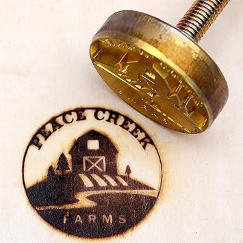 Custom Branding Iron for Wood Branding Iron Stamp BBQ Heat Stamp with Wood Handle for Baking, Wood and Leather 1"x1"