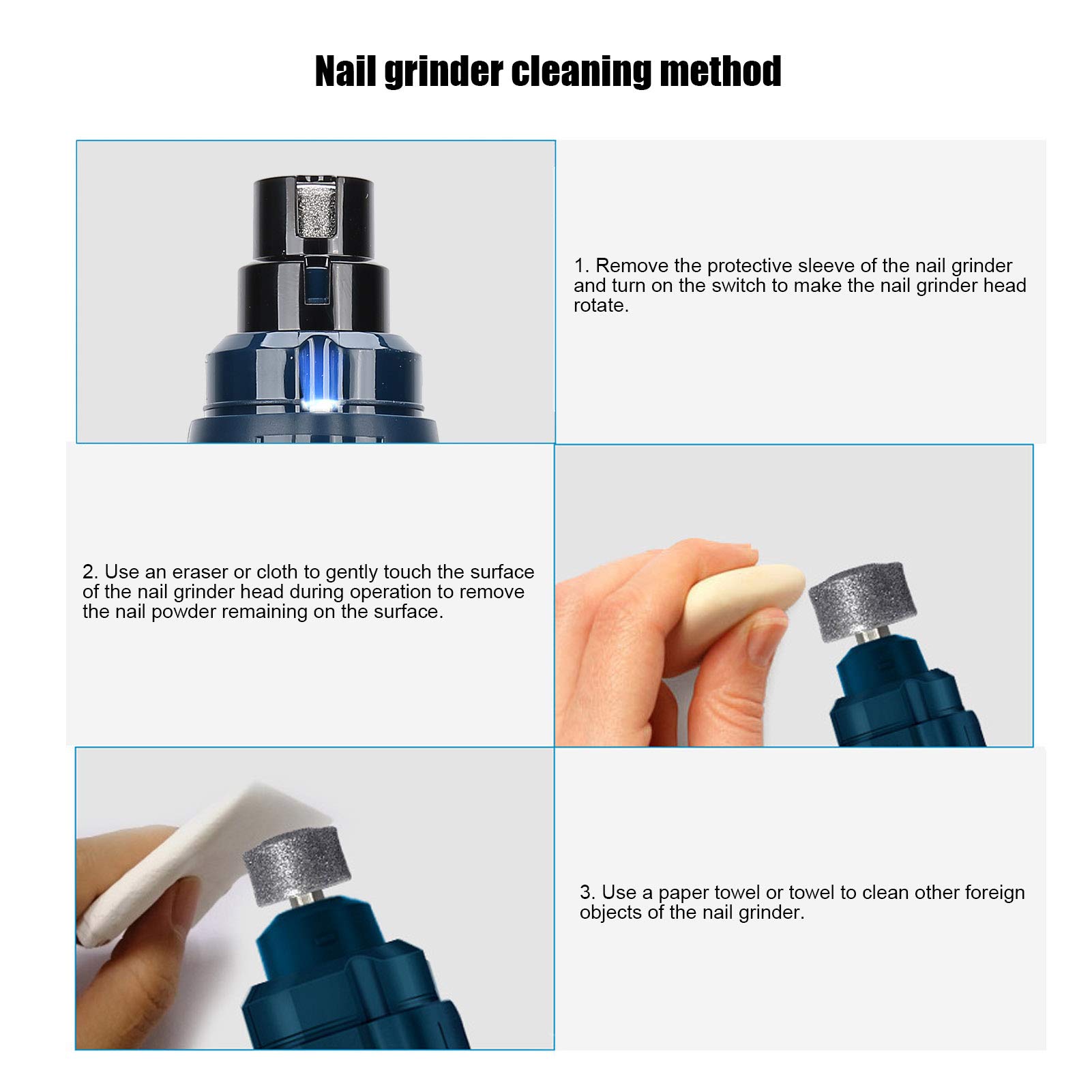 Broyeur à Ongles pour Chien, Coupe-Ongles électrique Rechargeable LED Professionnelle pour Animaux de Compagnie, Outil de toilettage de Pattes de Moteur Ultra Silencieux à 2 Vitesses