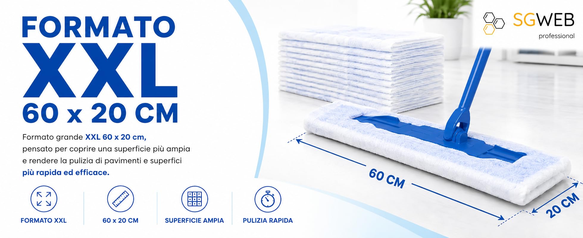 500 Panni Cattura Polvere Grandi 60 x 20 cm, Panni Antistatici per Pavimenti e Superfici, Formato XXL per Scopa e Pulizia Casa