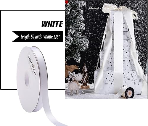 Miniatura 2 de Cinta de satén sólida de 38 pulgadas, cinta de satén blanca de doble cara para manualidades, envoltura de regalos, recuerdos de fiesta, baby shower,
