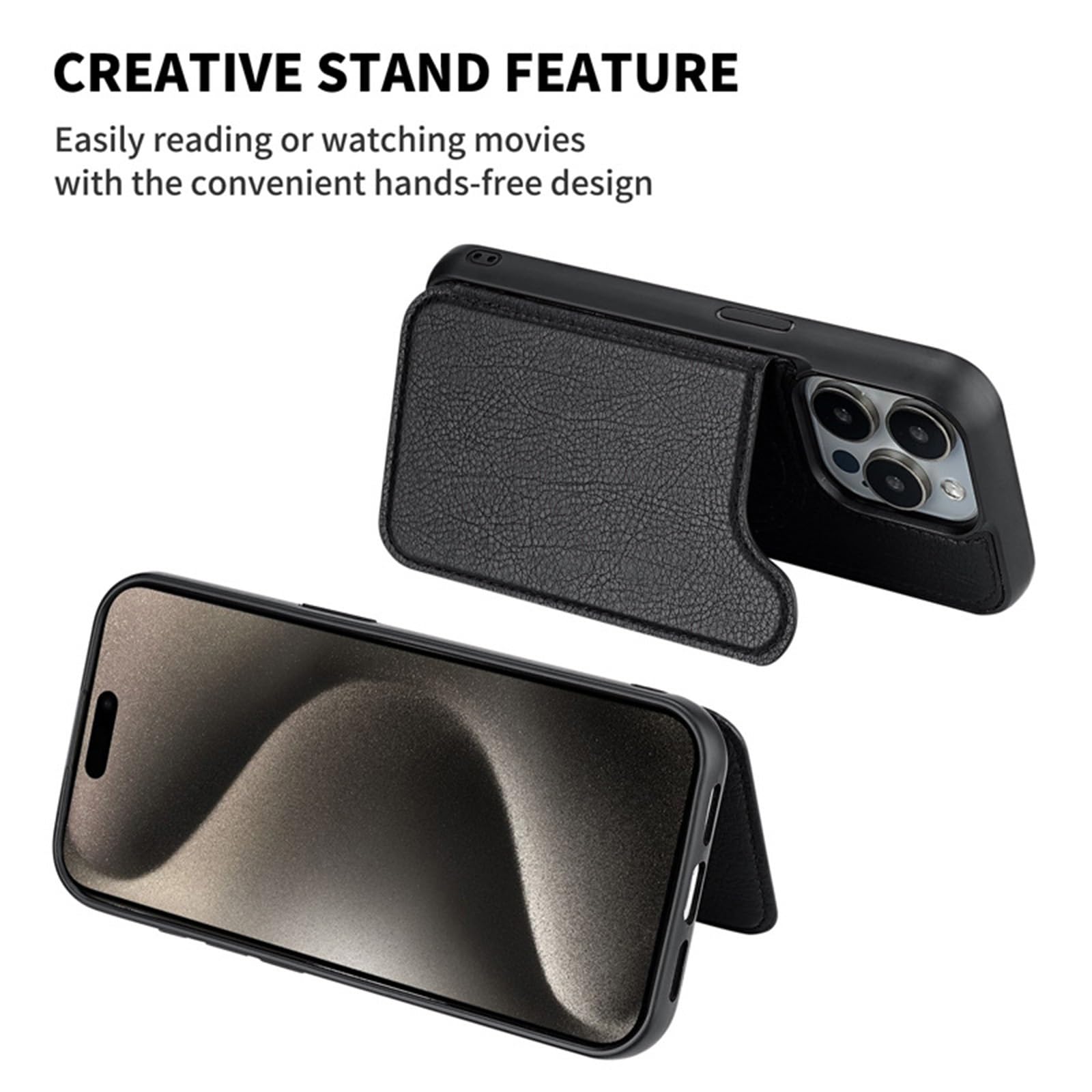Etui na telefon iPhone 16/16 Pro/16 Plus/16 Pro Max, magnetyczne korowe etui ochronne z klapką, na karty, portfele, etui na telefon komórkowy (różowe, 16 plus)