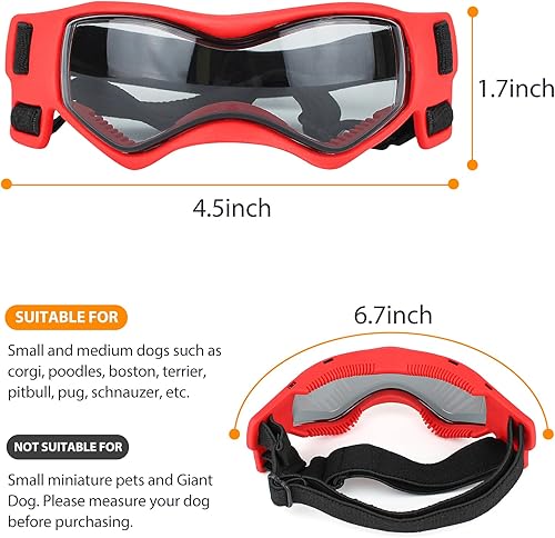 Miniatura 6 de Gafas de sol para perros, protección UV, a prueba de viento, polvo y nieve, para perros de raza pequeña a mediana para conducir al aire libre,