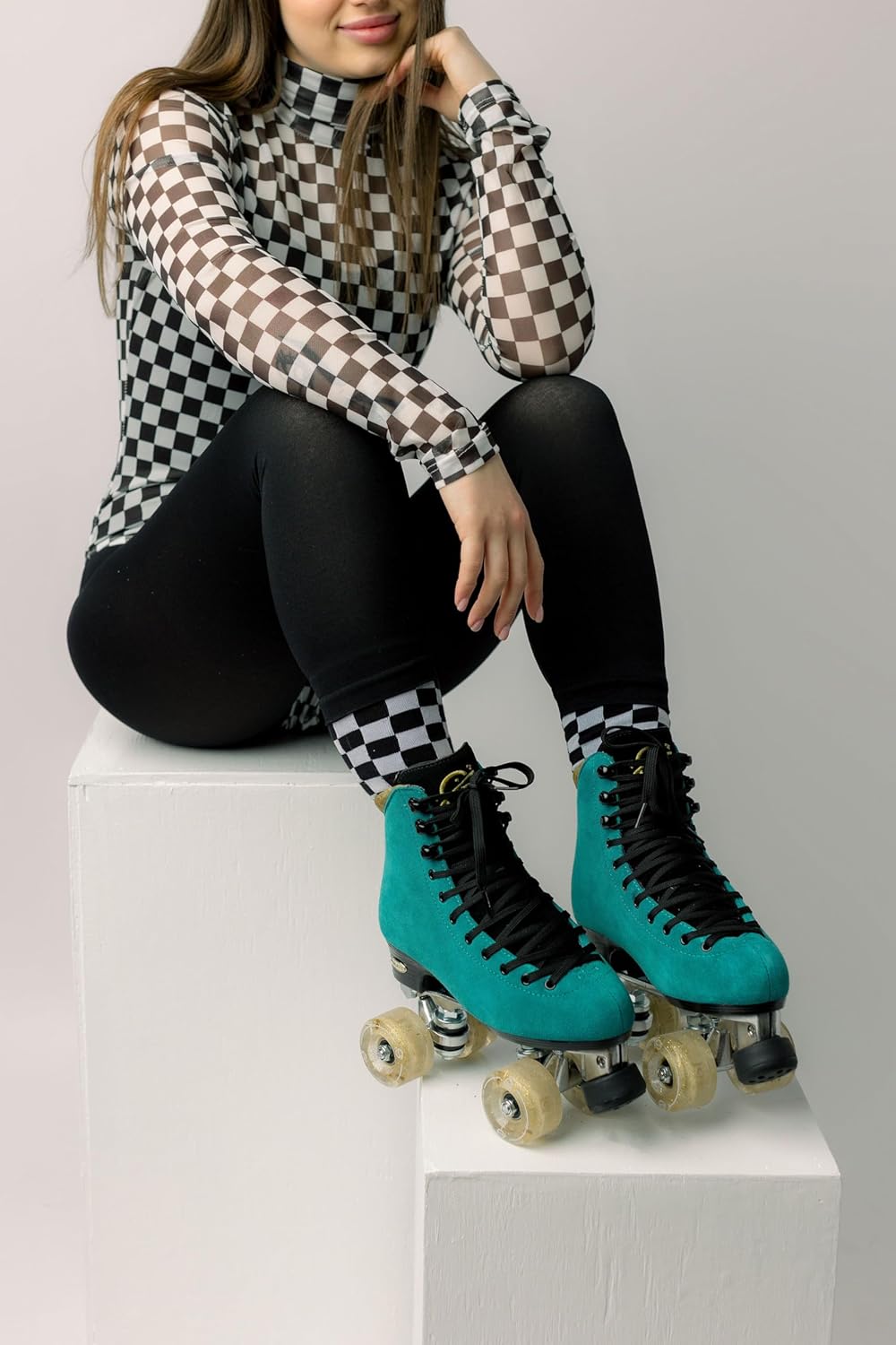 Galaxy Skates LED Roller Skates - Women's Suede Leather Light Up Quad Skates, Indoor Outdoor Skating, Premium Roller Skates Multiple Sizes