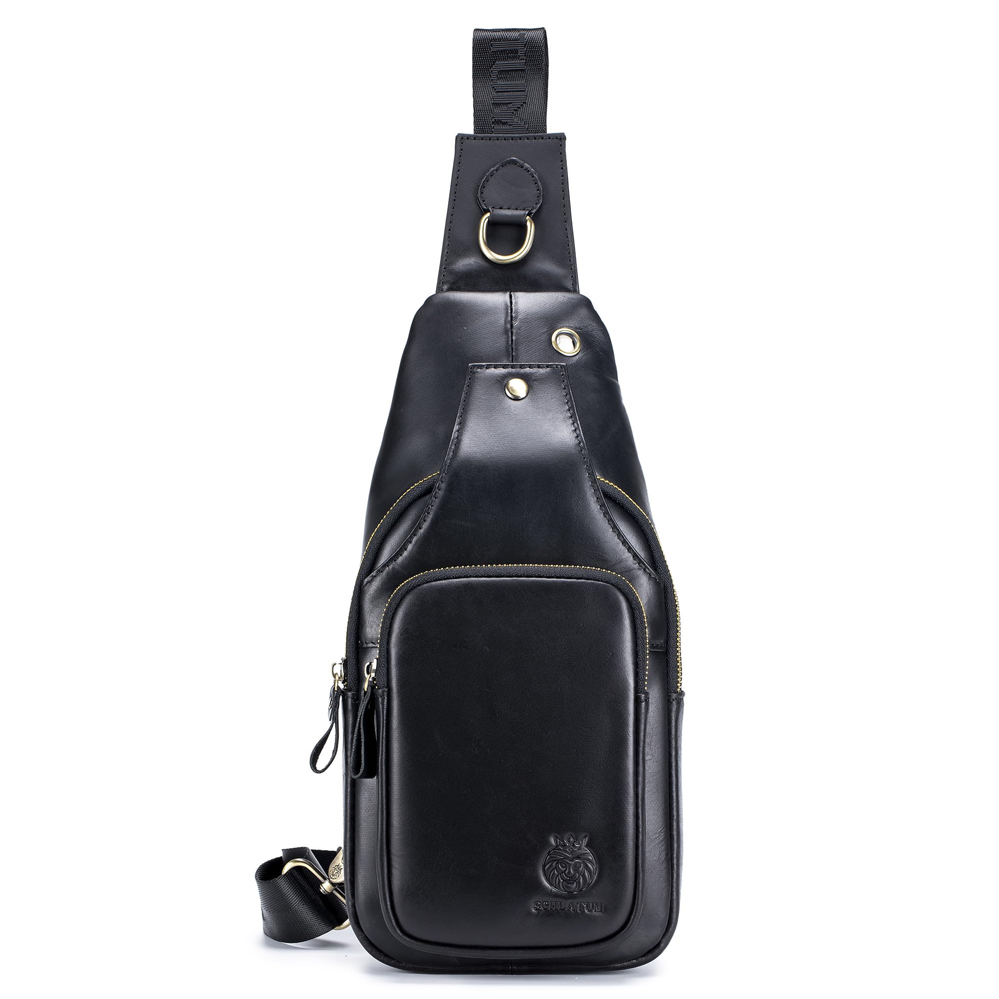 LUKZIJAES Genuine Leather Sling Bag for Men