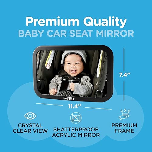 Miniatura 4 de Leo and Ella - Espejo de coche de bebé pendiente de patente para reposacabezas fijo, compatible con Tesla, espejo inastillable con soporte de banda