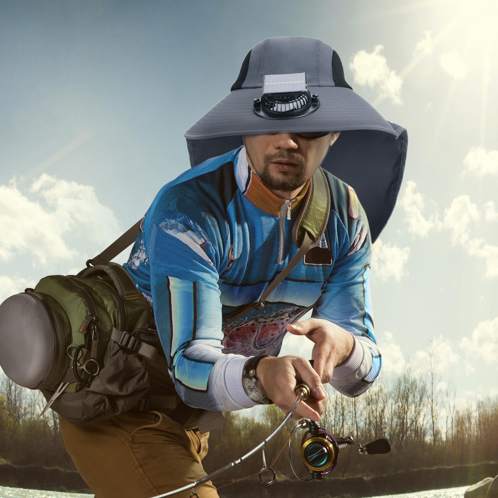 Cappello da sole Sport all'aria aperta Ventilatori Energia Solare Cappelli