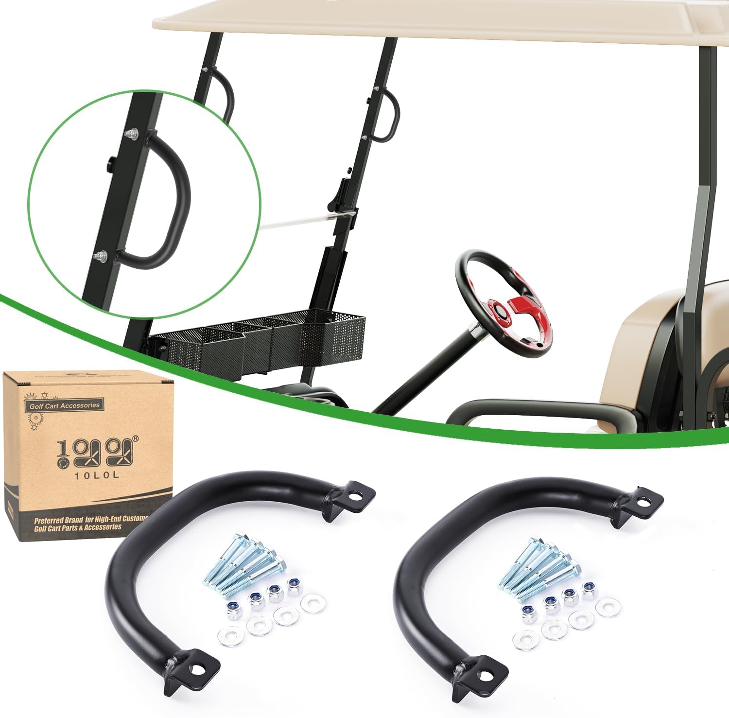 10L0L Golf Cart Bar Grab Handles,Universal Grip Handle for Yamaha, EZGO, Club Car, Aluminum Alloy Grab Handle for Golf Cart(2 Pack)