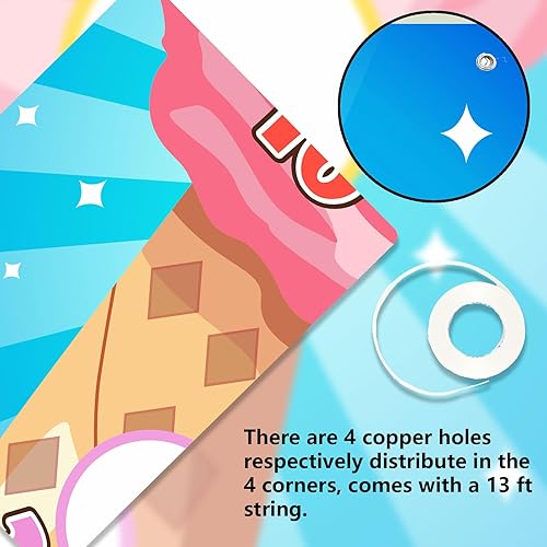 Miniatura 7 de Cartel de juegos de lanzamiento de helados, telón de fondo, suministros temáticos de postres congelados, decoración de bandera para interiores y