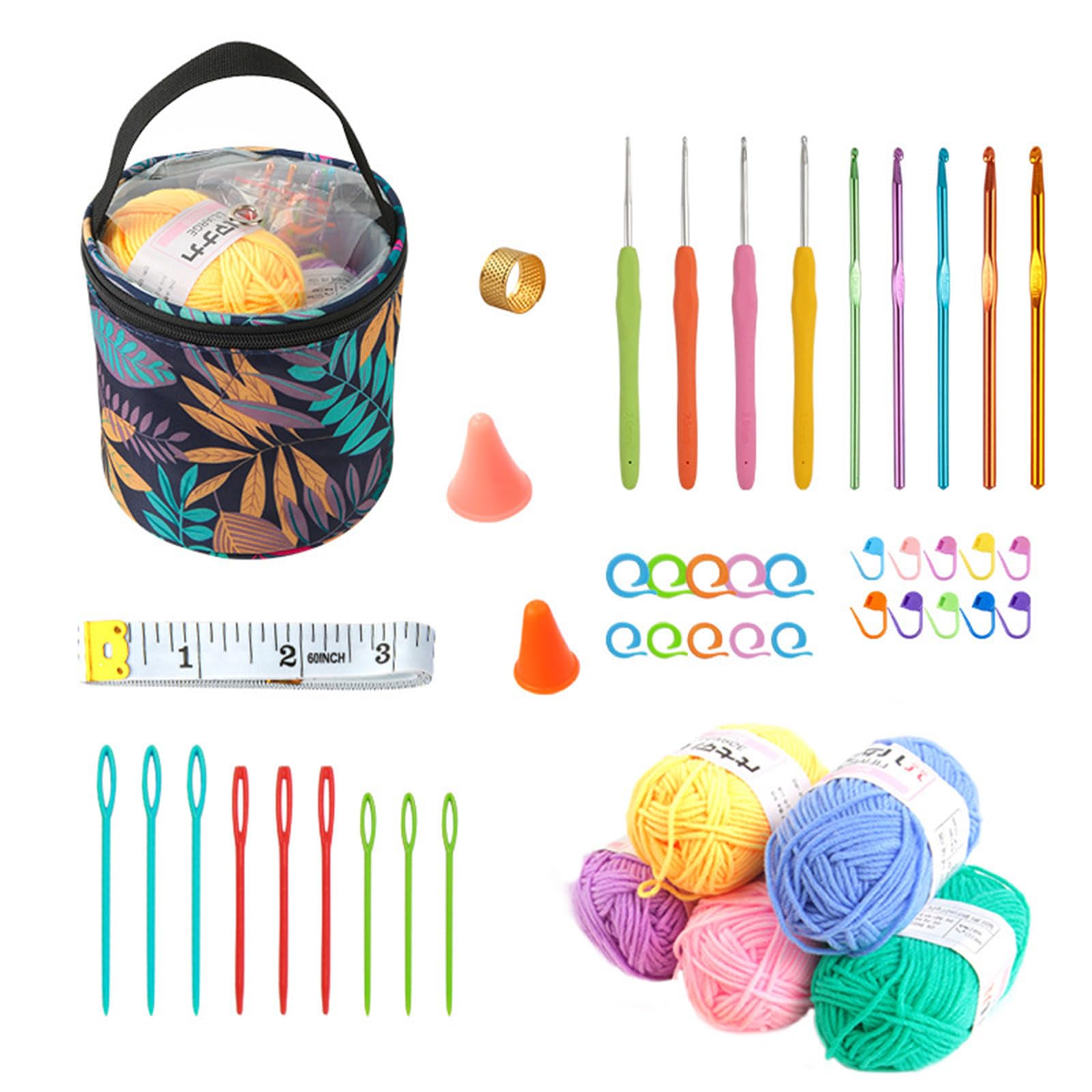HZGFNBZ Beginner Friendly Knitting Starter Pack Learn Basic Techniques with Detailed Instruction Booklet Crochet Hook Set