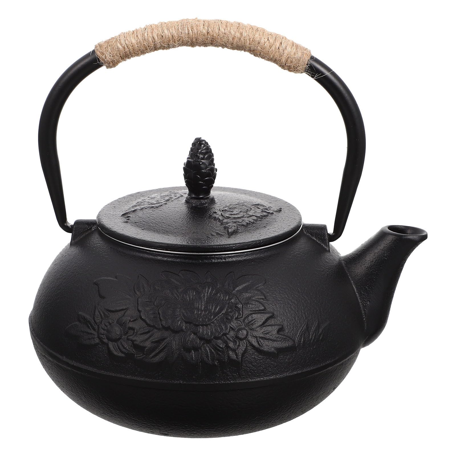 Tetera de Hierro Fundido 900ml Negro para Calentar Agua | Tapa Incluida, Portátil y Ligera, para Preparar Té o Sopa Instantánea, Acabado de Excelente Workmanship