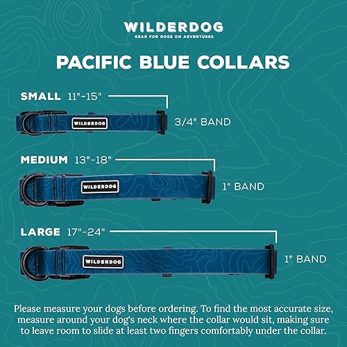 Miniatura 3 de Wilderdog Collar impermeable para perro, repele el agua y la suciedad, mediano de 13 a 18 pulgadas, color azul pacífico