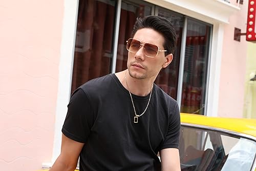 Miniatura 4 de FEISEDY Gafas de sol para hombres y mujeres, estilo vintage, piloto, cuadradas, modernas, metal steampunk, para pesca, conducción, gafas de sol B2894