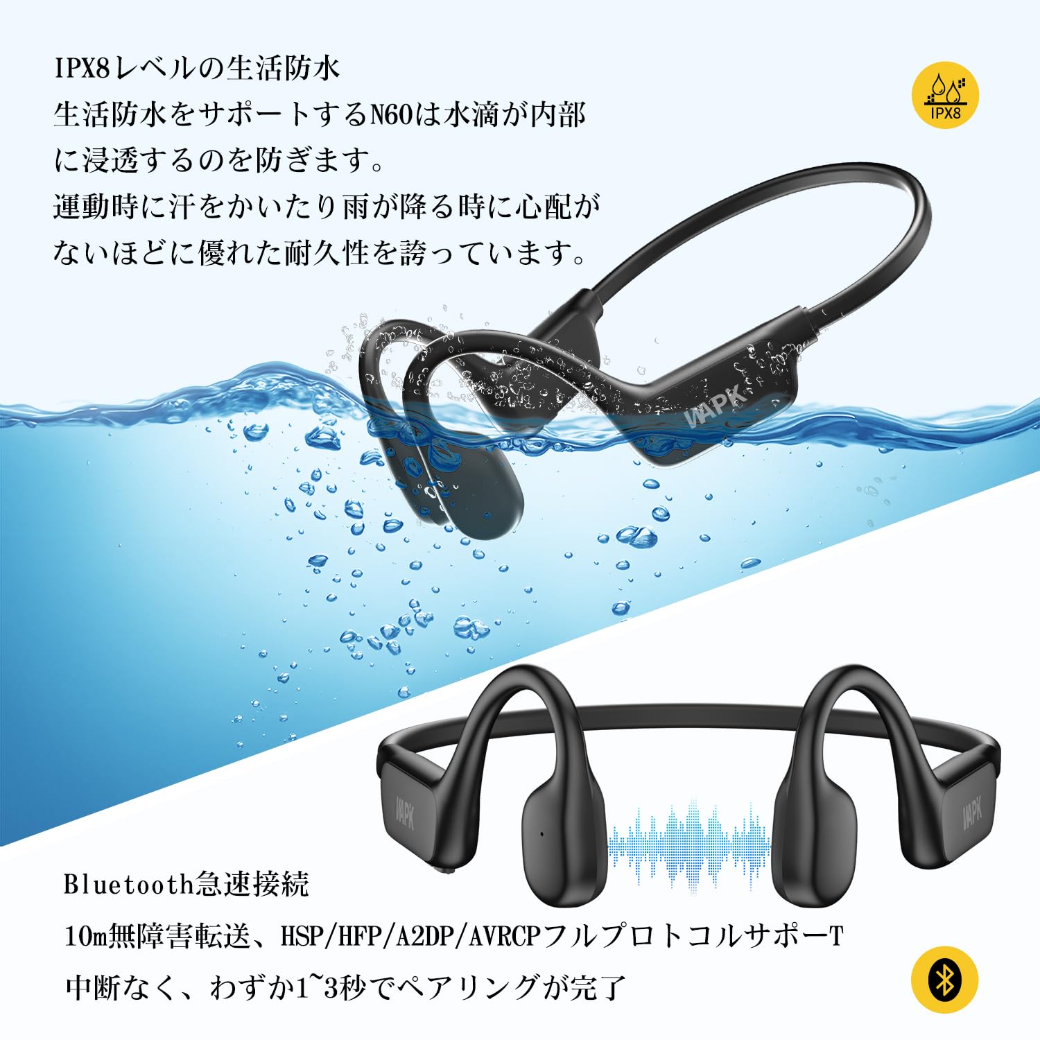 Amazon.co.jp: 骨伝導イヤホン Bluetooth5.4 ワイヤレス【18時間連続