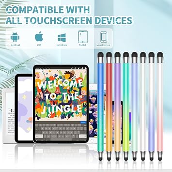 Stylus (8Pcs), 2 in 1 Stylus Pen for Touchscreen, High Precision and Sensitivity Double Rubber Tips, Compatible with iPad/iPhone/Samsung/Android Tablets and Other Capacitive Touch Screen (Black)