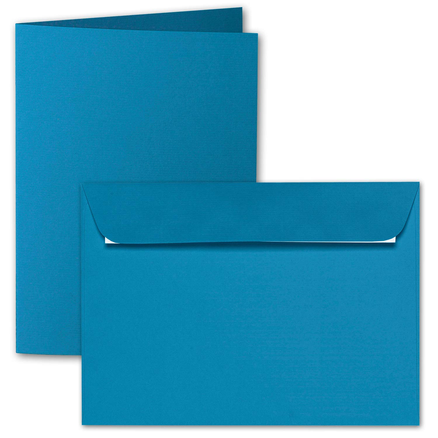 ARTOZ Set di 50 biglietti pieghevoli in formato DIN A5 con buste, colore petrolio (blu), 148 x 210 mm, con buste per lettere, 220 g/m²