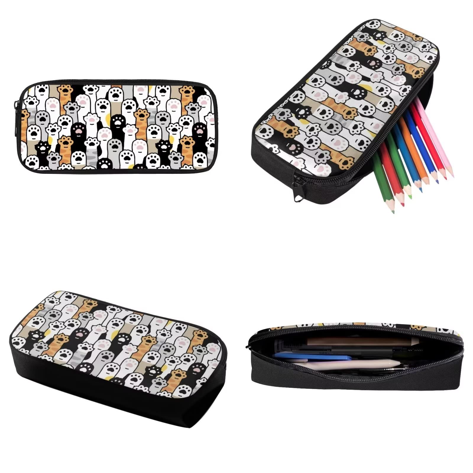 Poceacles Schultasche und Lunchbox-Set für Teenager, Jungen, Grundschule, Büchertasche, Federmäppchen für Grundschulkinder, Cat Paws, Einheitsgröße