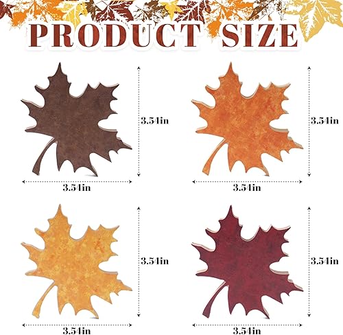 Miniatura 3 de Juego de 6 piezas de hojas de otoño para decoración de bandejas escalonadas de madera de Acción de Gracias para el hogar, centro de mesa, estante