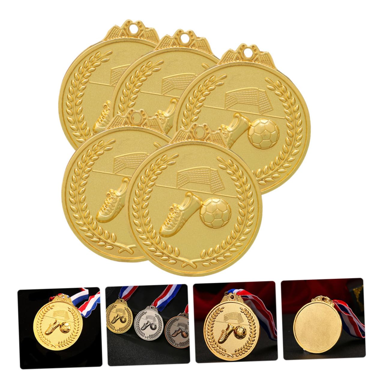 Toddmomy Medallas De Fútbol Metálicas Doradas Premios Deportivos Arcoíris para Competiciones Escolares