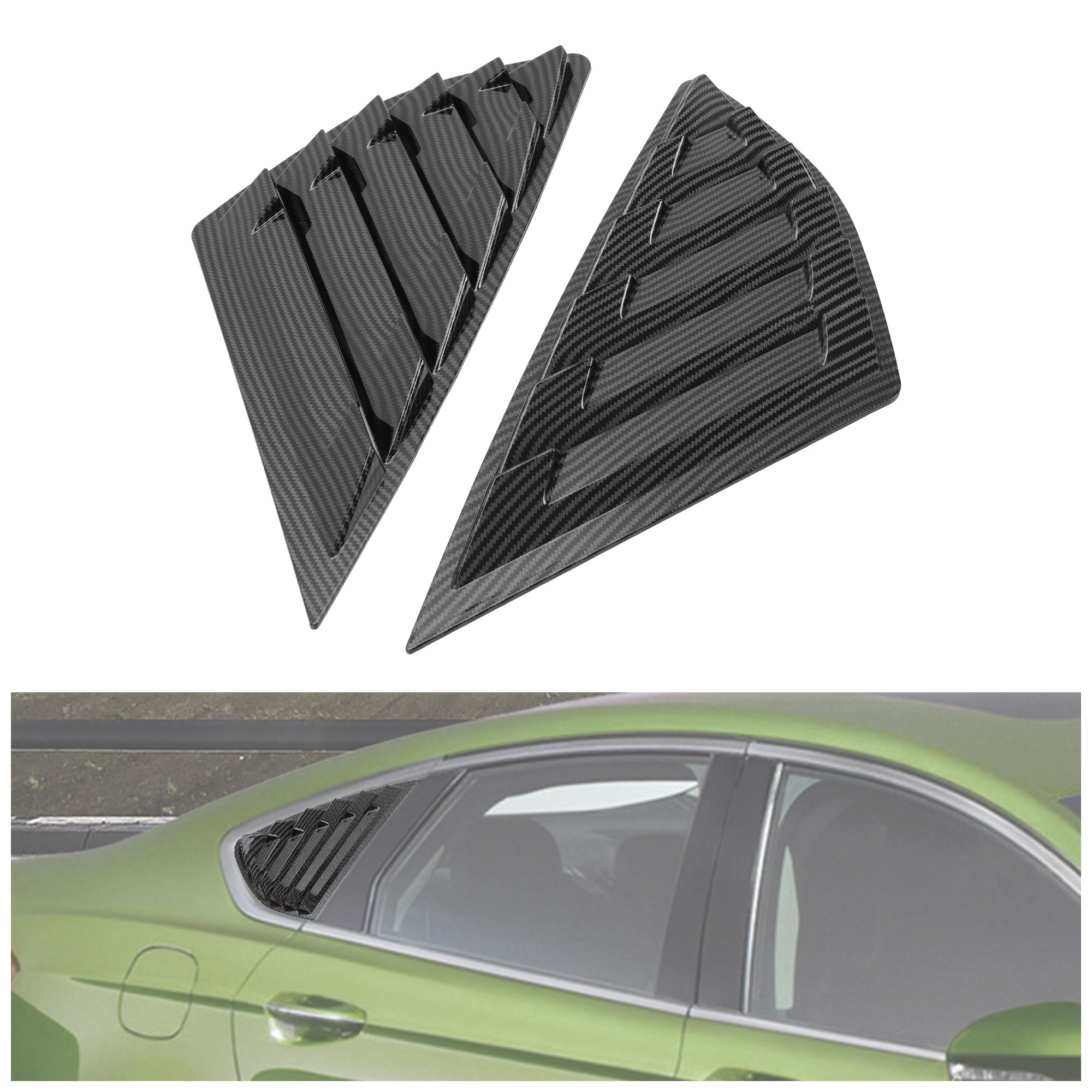 HECASA Side Window Louvers Compatible with 2013-2020 Ford Fusion/Mondeo Air Vent Scoop Shades Cover Blinds Trim ABS Plastic Carbon Fiber Color 2Pcs