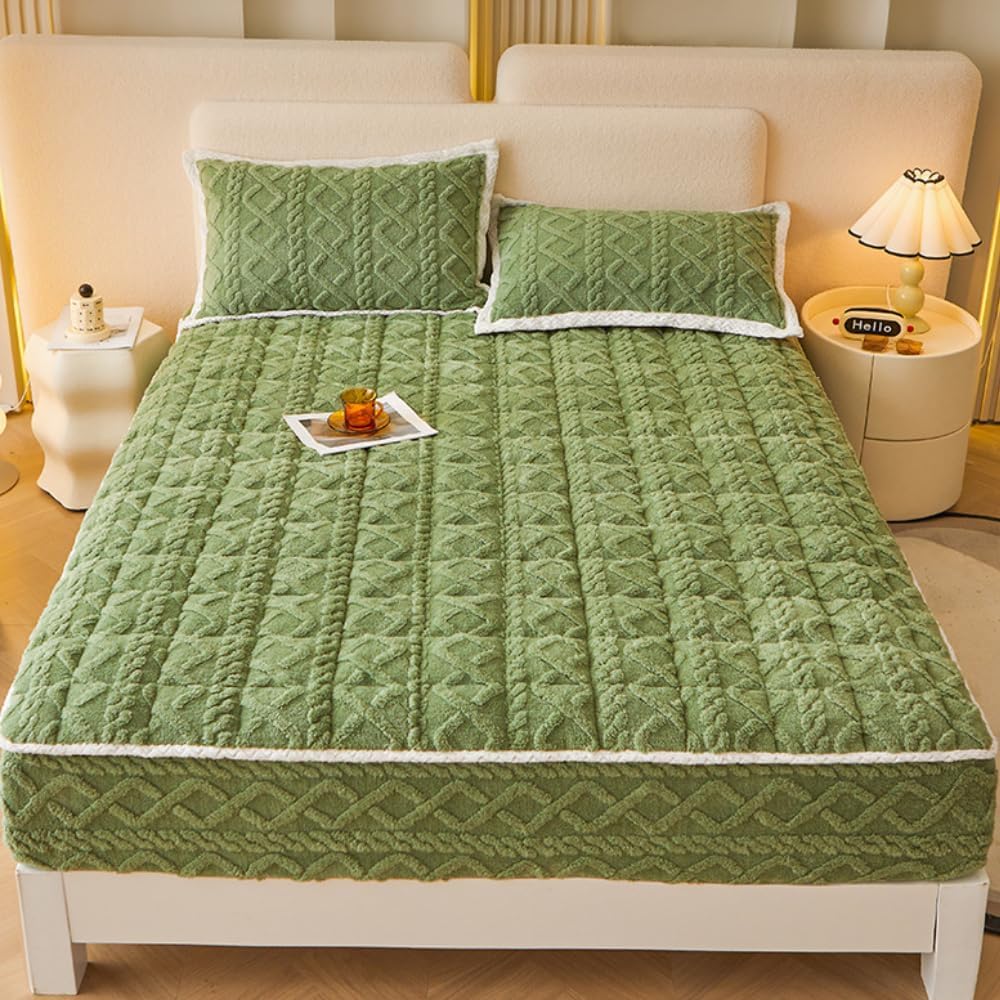 Elastic Mattress Protector Topper Solid Color Skin-Friendly Breathable Fitted Sheet 360° Dust Cover for All Bed Sizes Thick Comfortable Bedding-Brown||180x200cm/(70.8"x78.7")