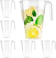 MATANA 6-Pack 52oz Clear Acrylic Plastic Pitchers - BPA-Free Reusable Beer, Juice, Lemonade & Iced Tea Jugs with Handle for Parties & Fridge
