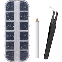 Canvalite 6000PCS Resin Jelly Rhinestones for Crafting, Black Flatback Gems, Bedazzling Crystal with 5x2.5g B7000 Jewelry Glue and Tweezers Dotting Pen for DIY Crafts Clothing Shoes Nail Art