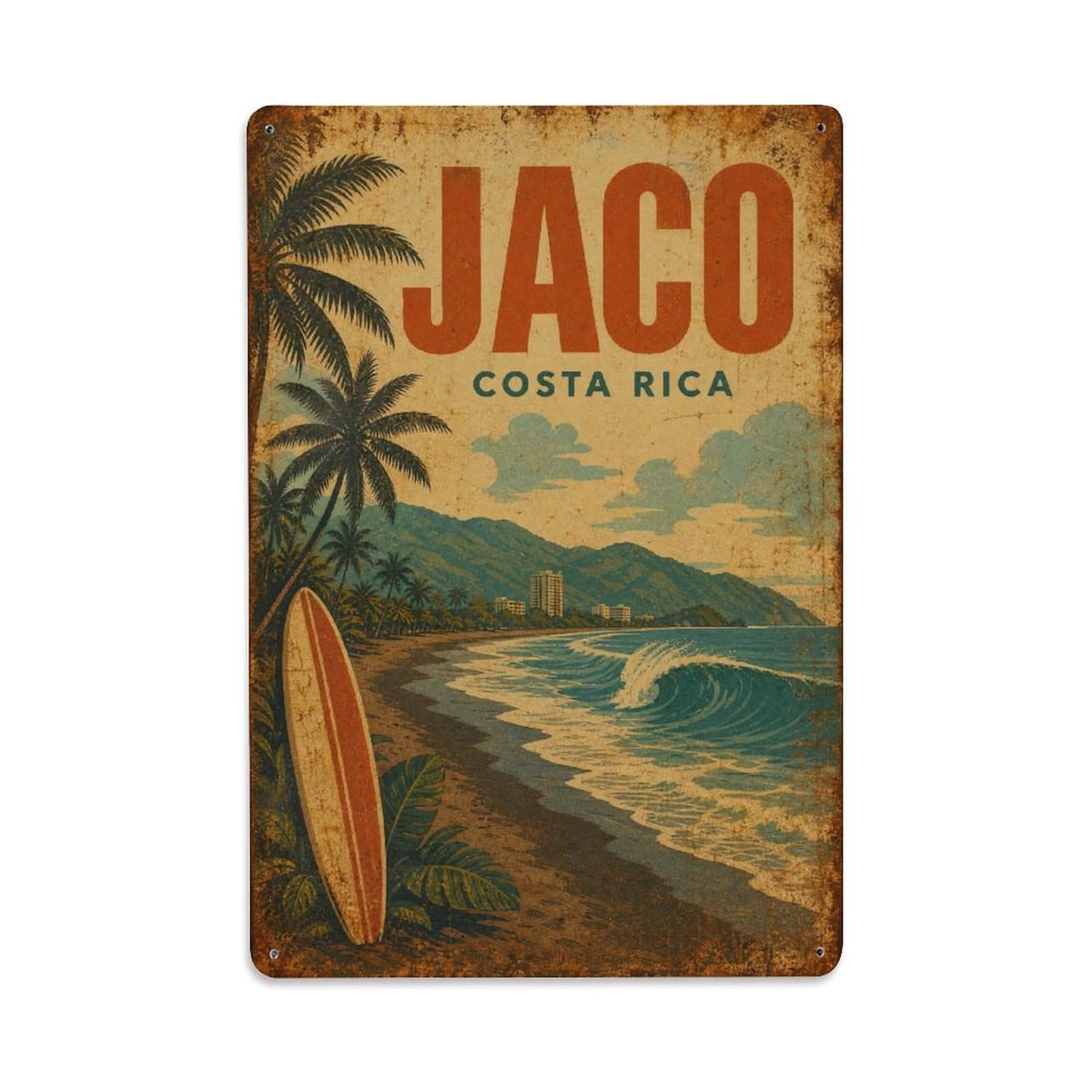 Travel Retro Costa Rica Jaco Metal Tin Sign