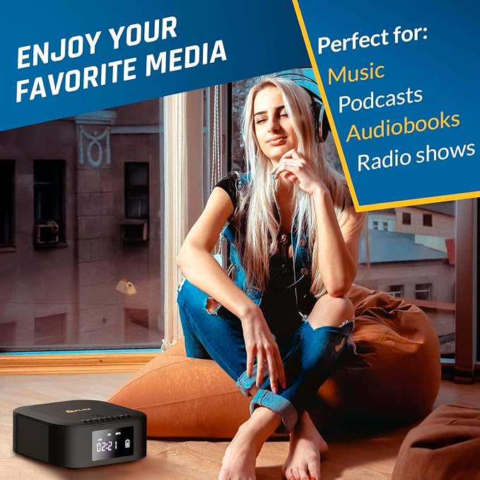 KLIM Boombox E1 reproductor portátil CD con subwoofer miniatura 4