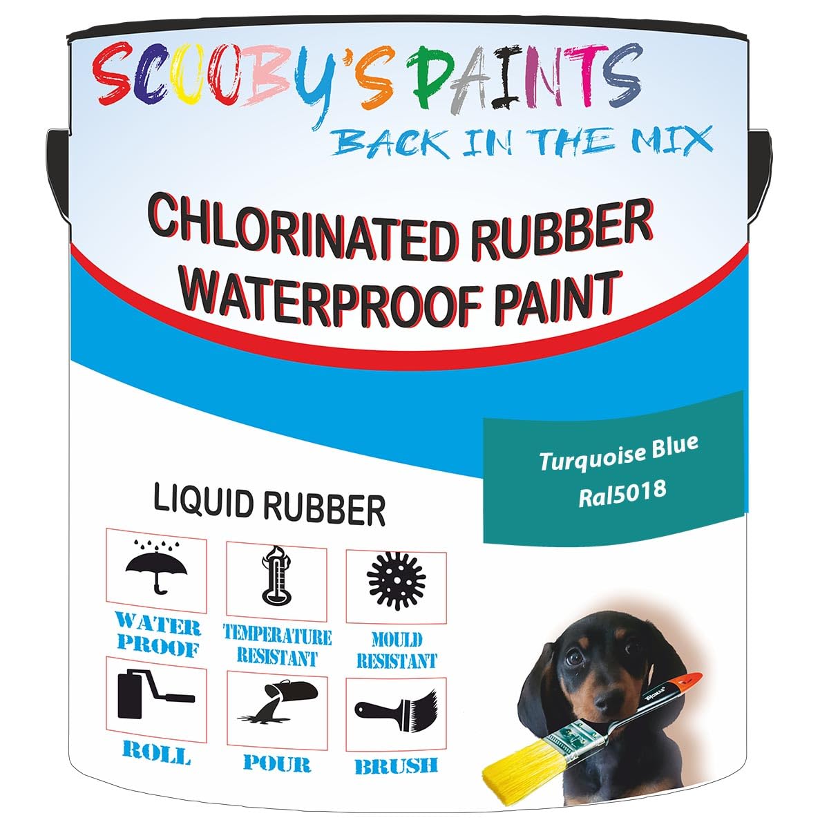 Scooby's Paints Chlorinated Rubber Waterproof Paint, Liquid Rubber (Turquoise Blue Ral5018, 1 Liter) โ image 1